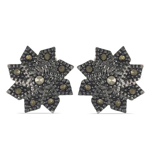 BUY NATURAL AUSTRIAN MARCASITE GEMSTONE  EARRINGS IN STERLING SILVER